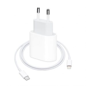Мережевий зарядний пристрій (адаптер) для Apple iРhone A2347 PD / 20W + Data Cable Type-C to Lightning white High Quality carton box logo