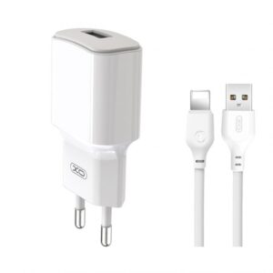 Мережевий зарядний пристрій (адаптер) 2в1 XO L73 1USB / 2.4A / 12W + Data Cable USB to Lightning white