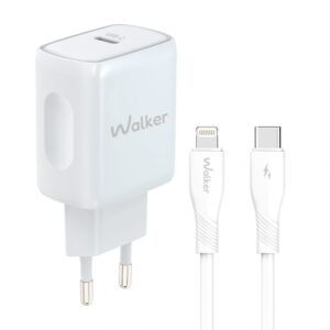 Мережевий зарядний пристрій (адаптер) 2в1 WALKER WH-64 PD_25W + Data Cable Type-C to Lightning white