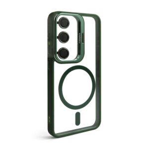 Чохол з функцією MagSafe для Samsung Galaxy S25/S931 (2025) з підставкою та захистом для камер green (1)