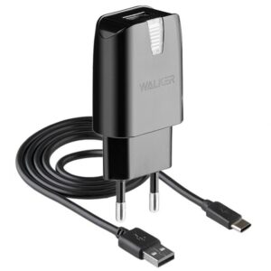 Мережевий зарядний пристрій (адаптер) 2в1 WALKER WH-21 1USB / 2.1A + Data Cable USB to Type-C black