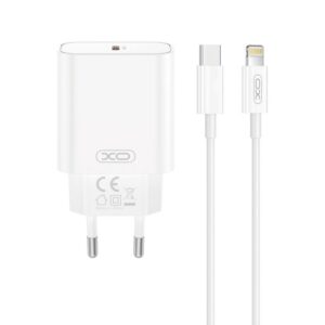 Мережевий зарядний пристрій (адаптер) 2в1 XO CE32 PD_20W + Data Cable Type-C to Lightning white