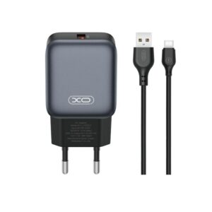 Мережевий зарядний пристрій (адаптер) 2в1 XO L152 QC_18W + USB to Type-C black