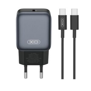 Мережевий зарядний пристрій (адаптер) 2в1 XO L153 PD_20W + Data Cable Type-C to Type-C black