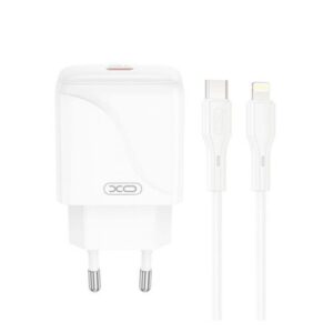 Мережевий зарядний пристрій (адаптер) 2в1 XO L141 PD_20W + Data Cable Type-C to Lightning white