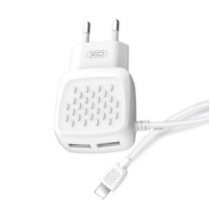 Мережевий зарядний пристрій (адаптер) 2в1 XO L51 2USB / 2.1A + Data Cable USB to Lightning white