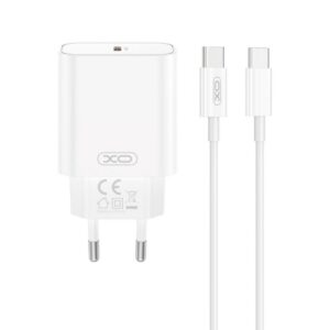 Мережевий зарядний пристрій (адаптер) 2в1 XO CE32 PD_20W + Data Cable Type-C to Type-C white