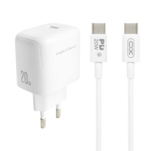 Мережевий зарядний пристрій (адаптер) 2в1 XO L136 PD_20W + Data Cable Type-C to Type-C white