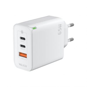 Мережевий зарядний пристрій (адаптер) WALKER WH-45 65W GAN PD1_65W / PD2_30W / QC3.0_18W white
