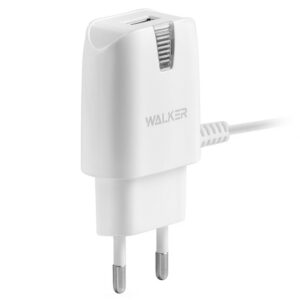 Мережевий зарядний пристрій (адаптер) 2в1 WALKER WH-23 1USB / 2A + Data Cable USB to Lightning white