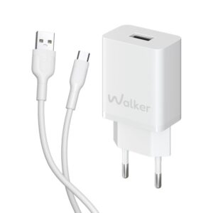 Мережевий зарядний пристрій (адаптер) 2в1 WALKER WH-26 1USB / 2.4A + Data Cable USB to Micro white